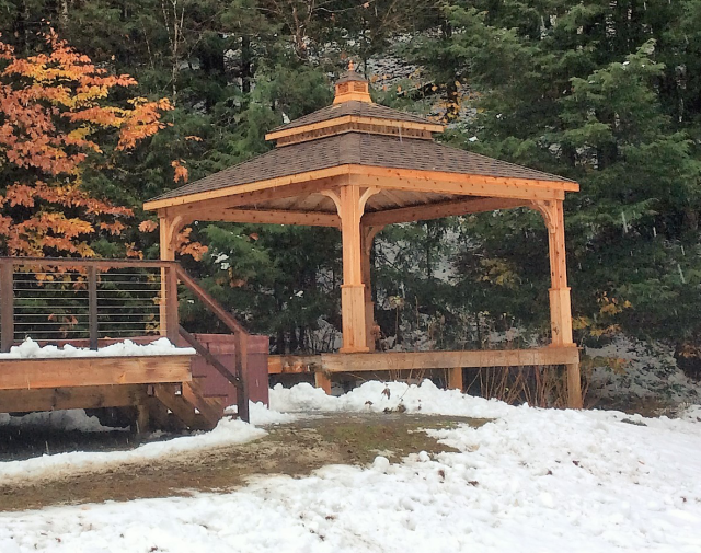 cedar pavilion with double roof
