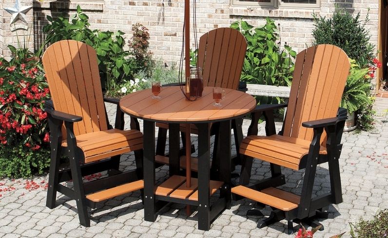 Outdoor polywood furniture making comfortable backyard seating area 