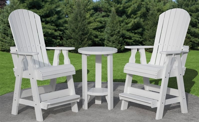 white pub style patio high-back chairs with table